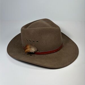 Co. Littleton Brown Wide Brim Hat‎ with Feather Accent